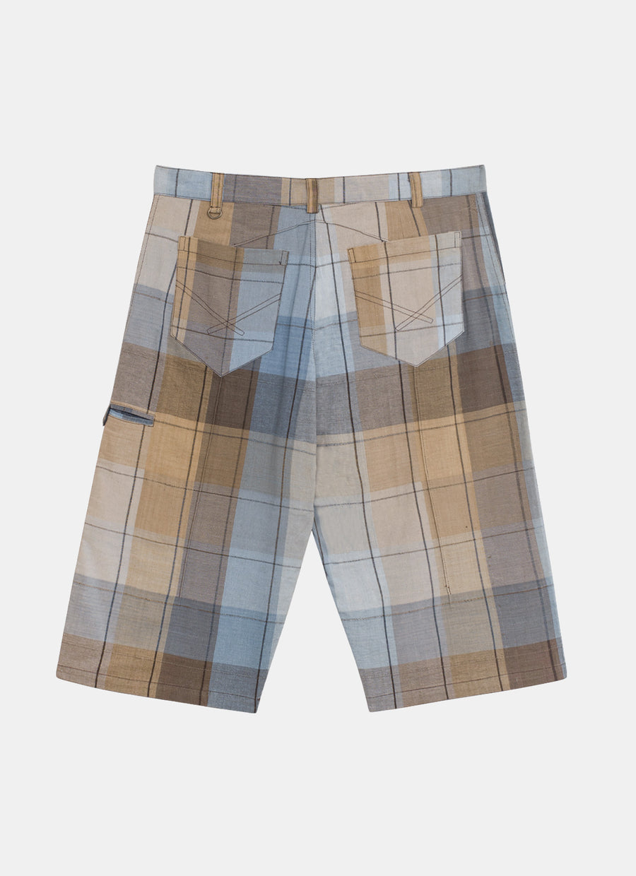 Aston Bermuda in Block Checks Deep Blue