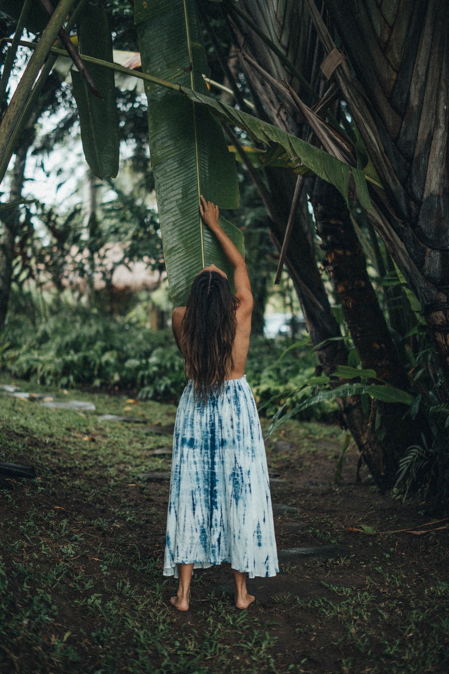 Athena Long Skirt in Oak Indigo