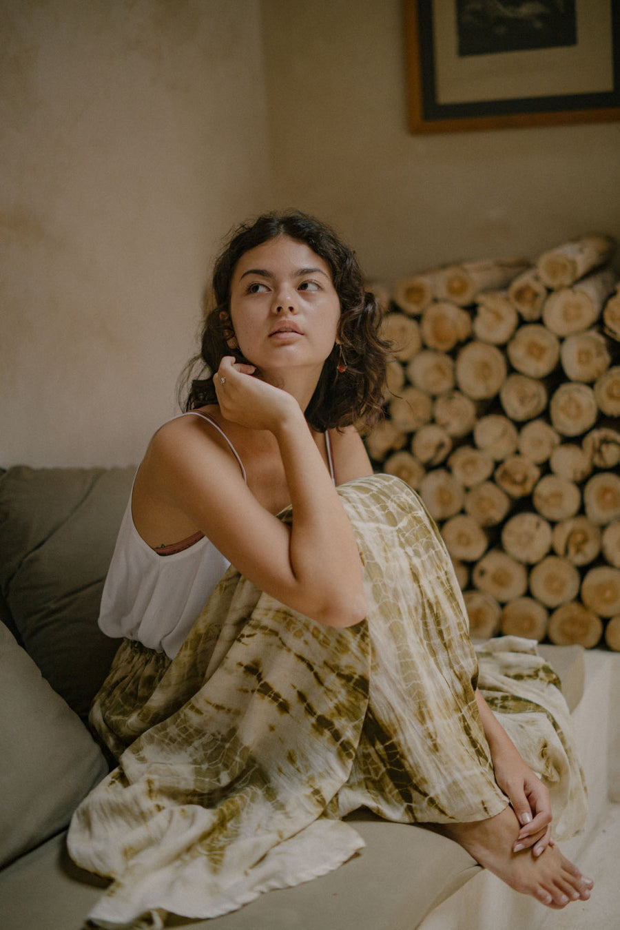 Athena Long Skirt in Oak Olive Green