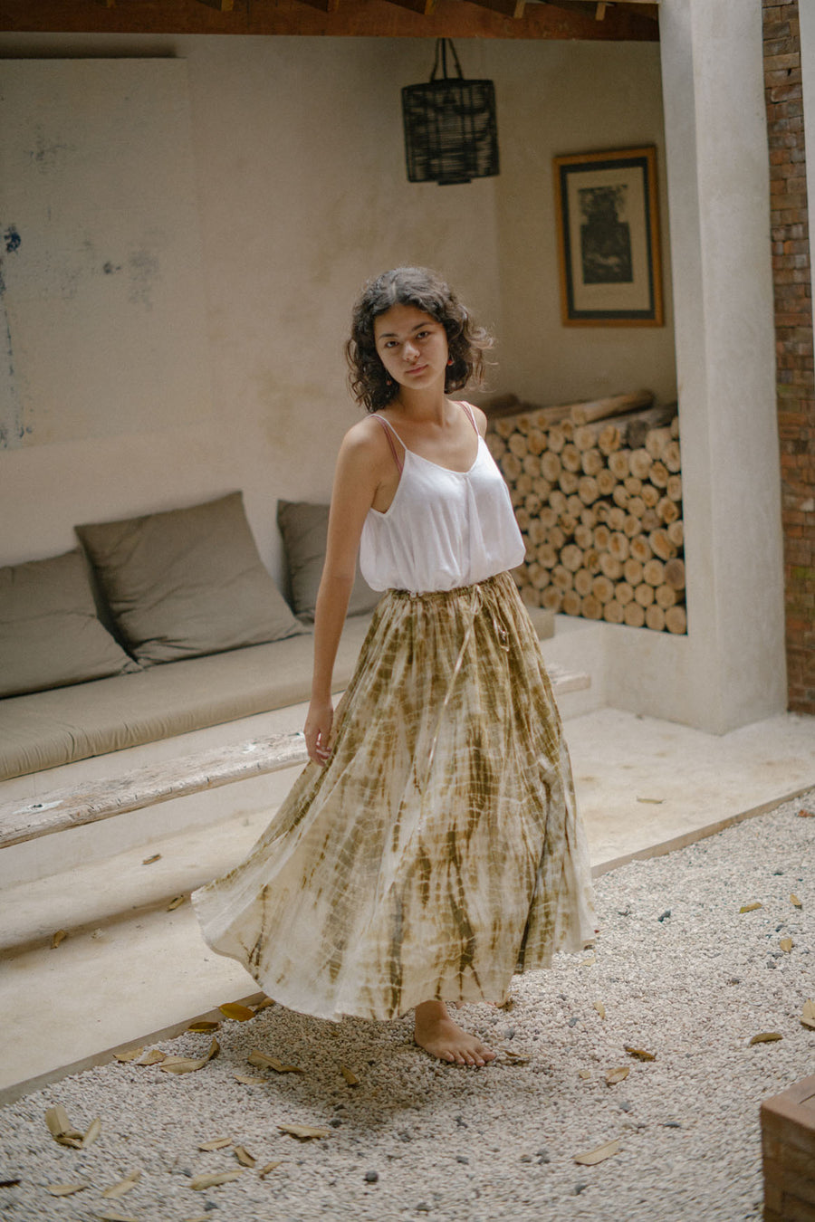Athena Long Skirt in Oak Olive Green