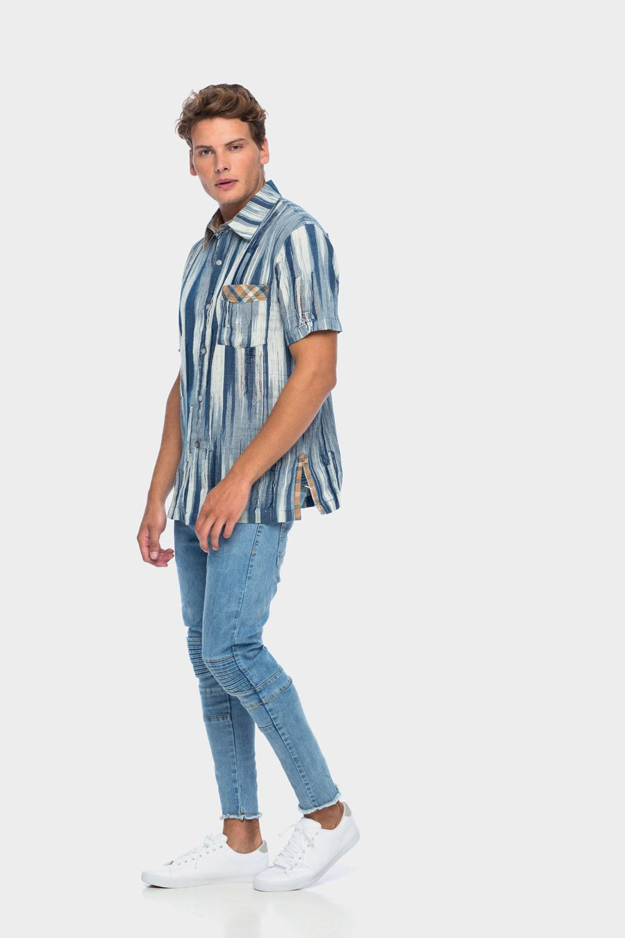 Pandanus Men Shirt in Reject Motif Tuban Indigo