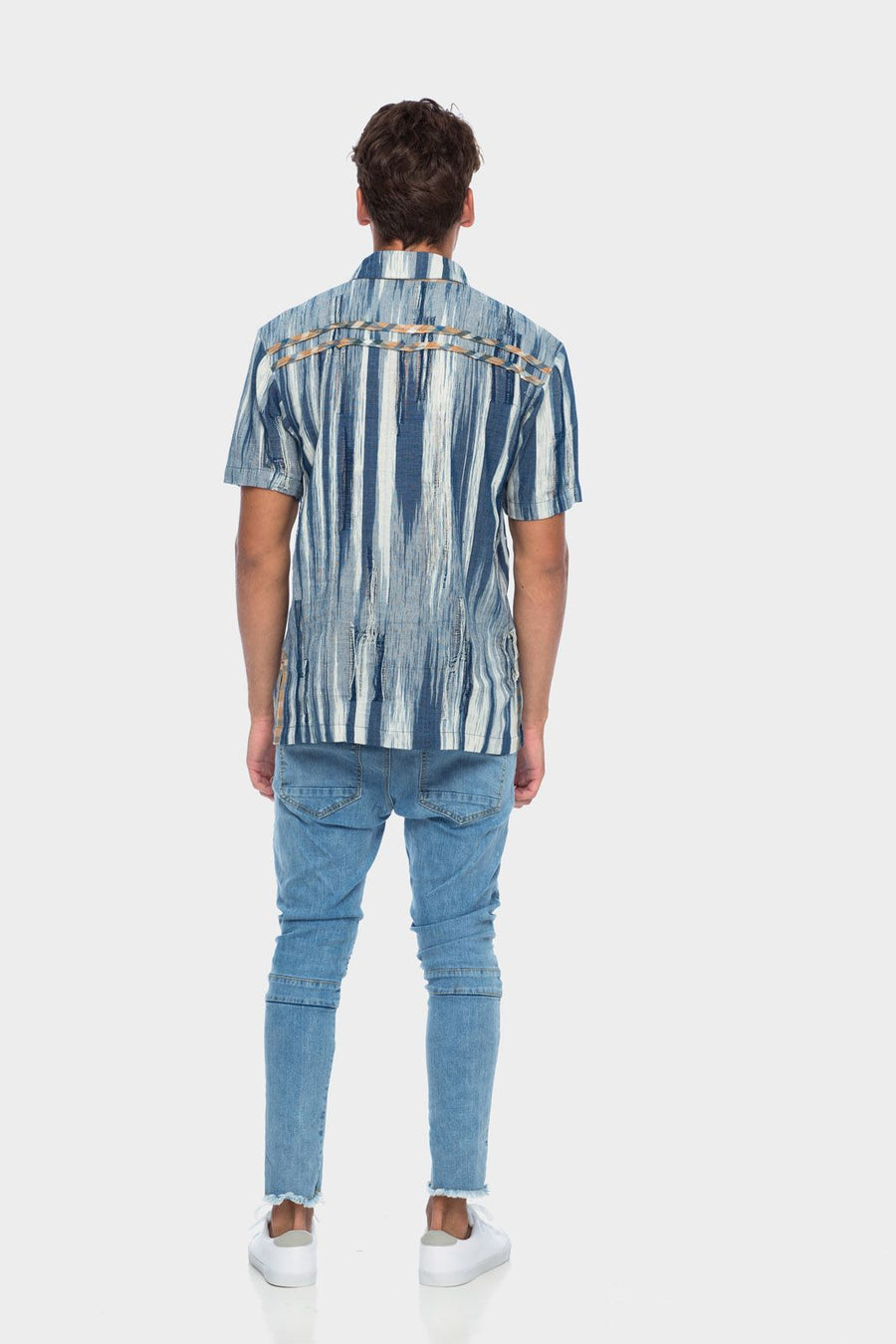 Pandanus Men Shirt in Reject Motif Tuban Indigo