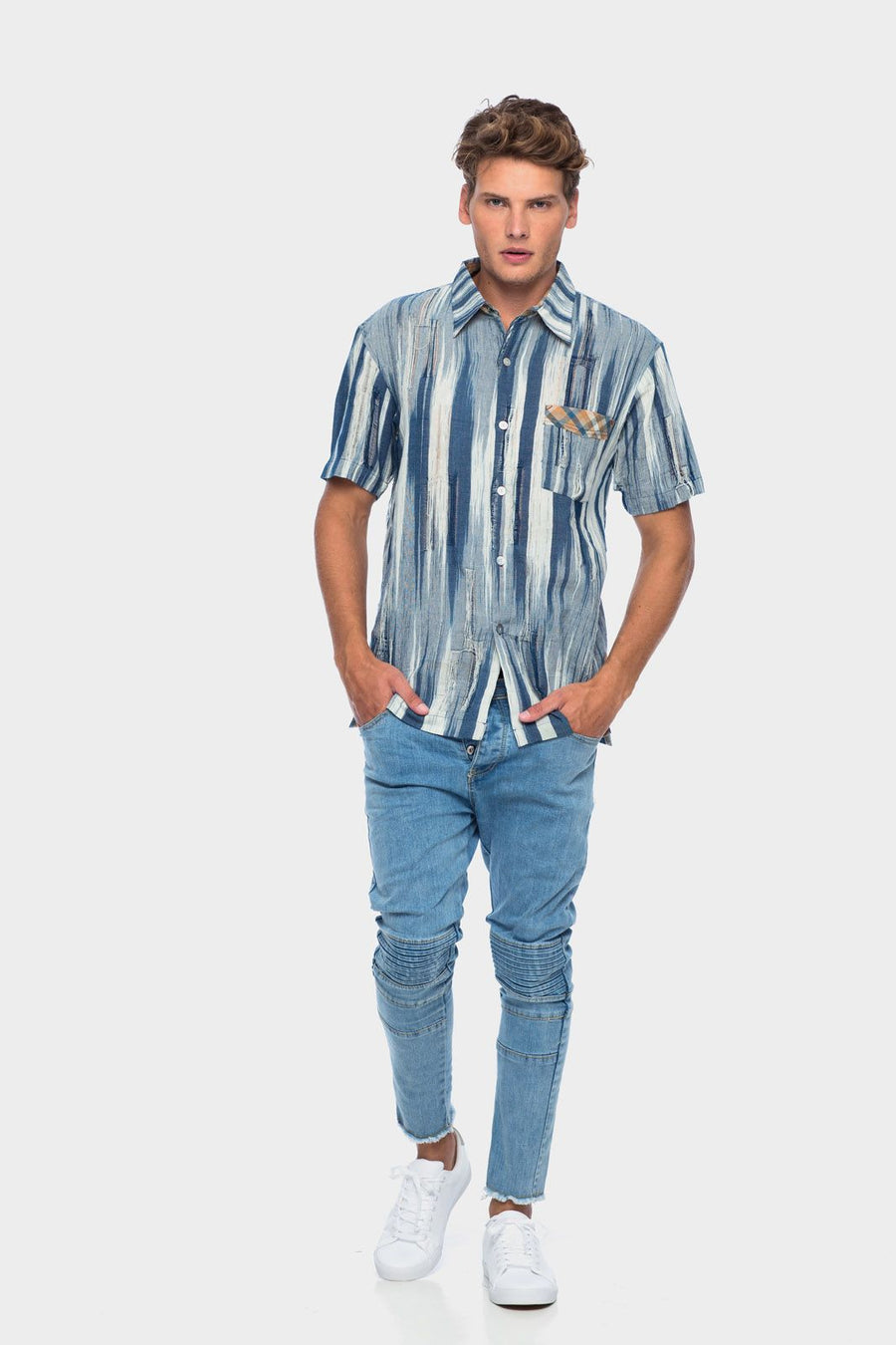 Pandanus Men Shirt in Reject Motif Tuban Indigo