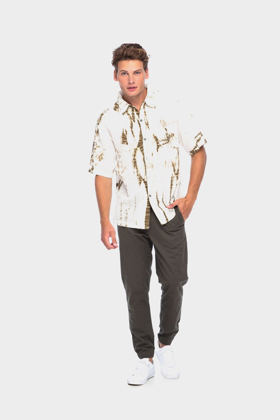 Tye Dye Man Shirt in Oak Olive Green